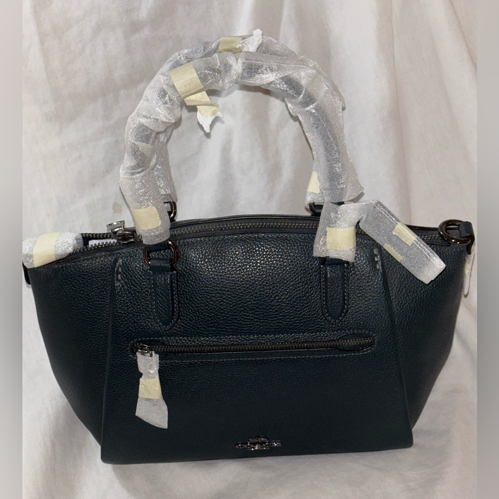 Coach Elise satchel green polished pebble leather